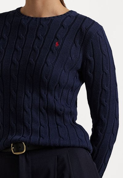 RL – Women's pullover with round neck in cable knit