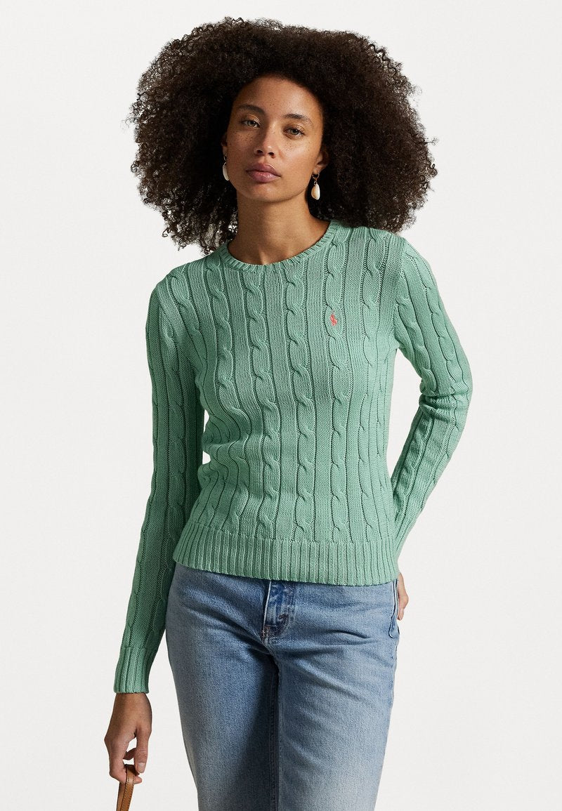 RL – Women's pullover with round neck in cable knit