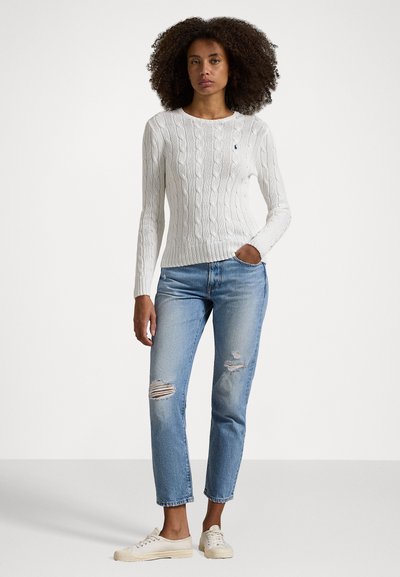 RL – Women's pullover with round neck in cable knit