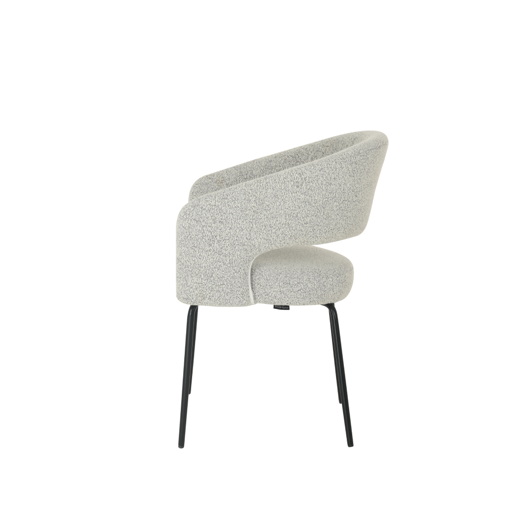 Chaise de salle à manger Aalborg Bouclé beige with black base - 4 chaises pour seulement €33.99 – offre limitée!
