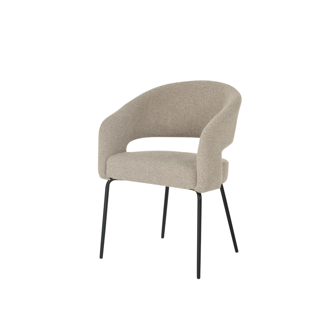 Chaise de salle à manger Aalborg Bouclé beige with black base - 4 chaises pour seulement €33.99 – offre limitée!