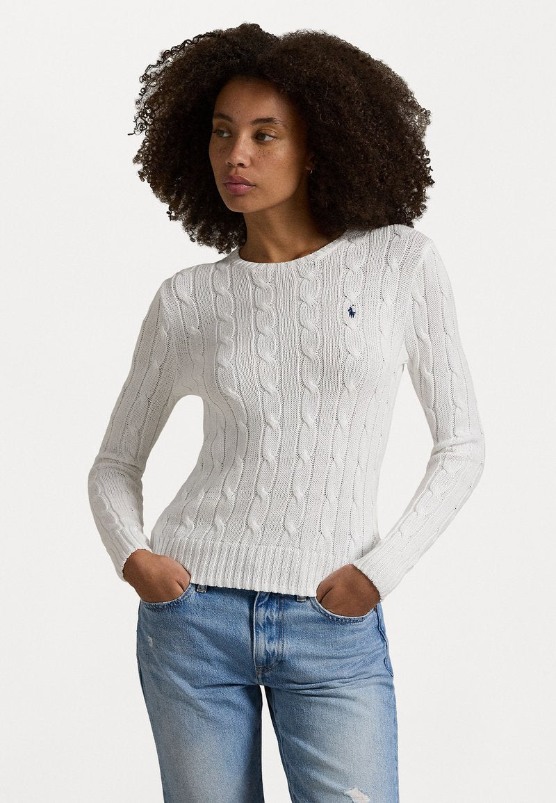RL – Women's pullover with round neck in cable knit