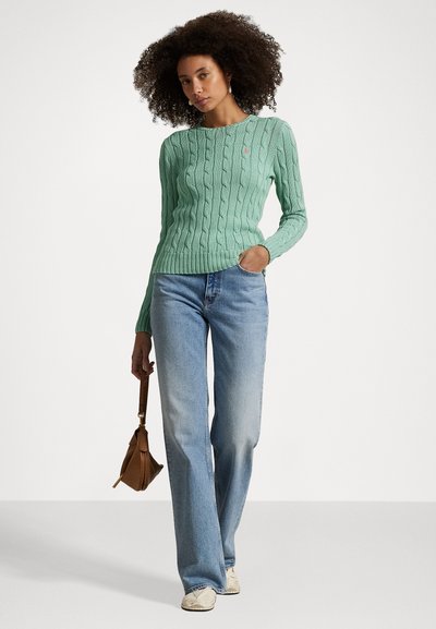 RL – Women's pullover with round neck in cable knit