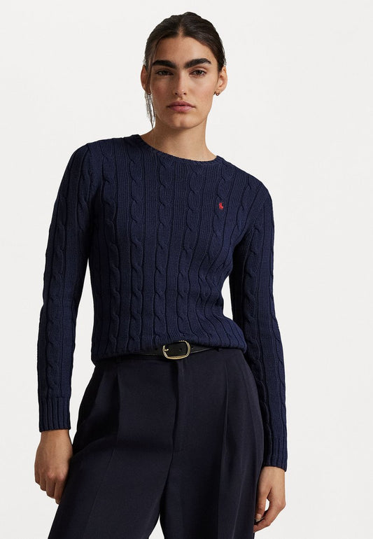 RL – Women's pullover with round neck in cable knit