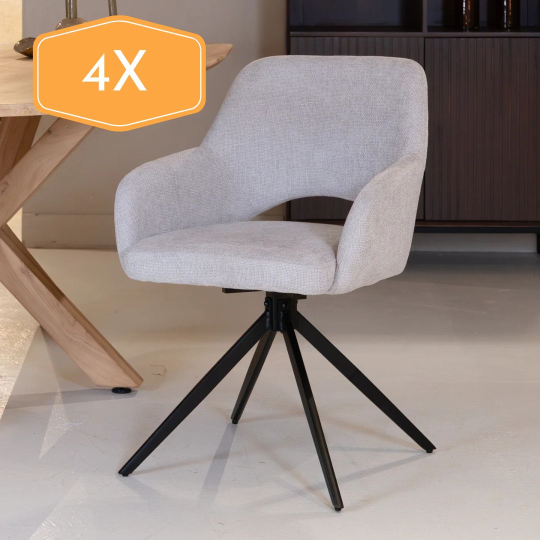 Chaise de salle à manger Evi | Tissu naturel 4 chaises pour seulement €33.99 – offre limitée!