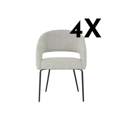 Chaise de salle à manger Aalborg Bouclé beige with black base - 4 chaises pour seulement €33.99 – offre limitée!