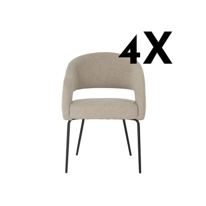Chaise de salle à manger Aalborg Bouclé beige with black base - 4 chaises pour seulement €33.99 – offre limitée!