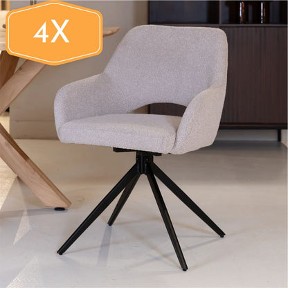 Chaise de salle à manger Evi | Tissu naturel 4 chaises pour seulement €33.99 – offre limitée!