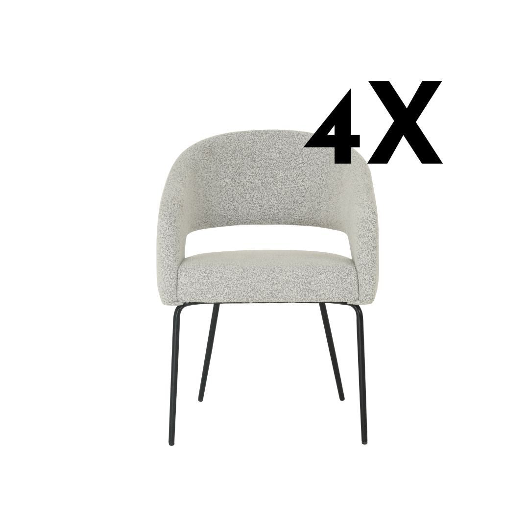 Chaise de salle à manger Aalborg Bouclé beige with black base - 4 chaises pour seulement €33.99 – offre limitée!