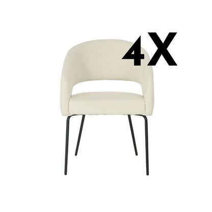 Chaise de salle à manger Aalborg Bouclé beige with black base - 4 chaises pour seulement €33.99 – offre limitée!