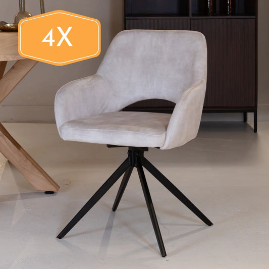 Chaise de salle à manger Evi | Tissu naturel 4 chaises pour seulement €33.99 – offre limitée!