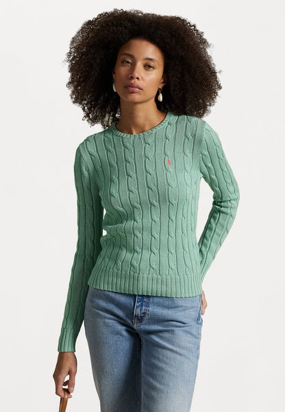 RL – Women's pullover with round neck in cable knit