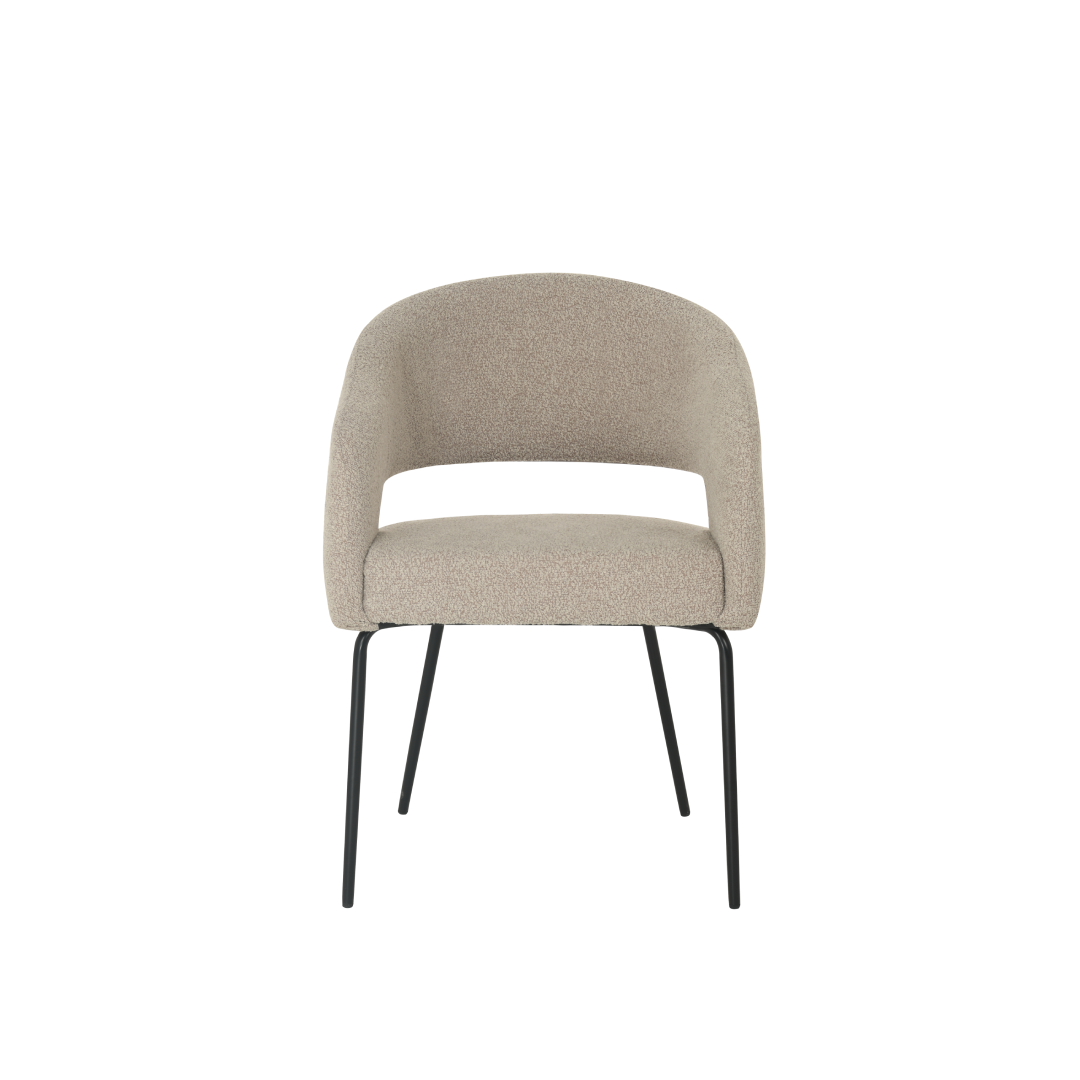 Chaise de salle à manger Aalborg Bouclé beige with black base - 4 chaises pour seulement €33.99 – offre limitée!