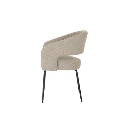 Chaise de salle à manger Aalborg Bouclé beige with black base - 4 chaises pour seulement €33.99 – offre limitée!