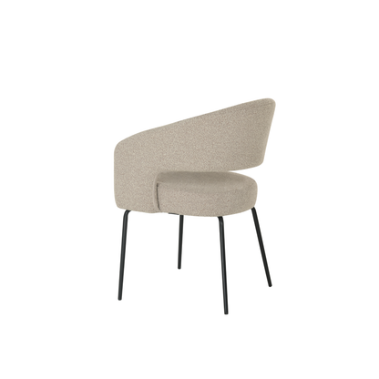 Chaise de salle à manger Aalborg Bouclé beige with black base - 4 chaises pour seulement €33.99 – offre limitée!