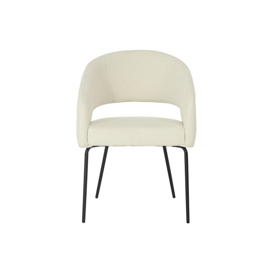 Chaise de salle à manger Aalborg Bouclé beige with black base - 4 chaises pour seulement €33.99 – offre limitée!