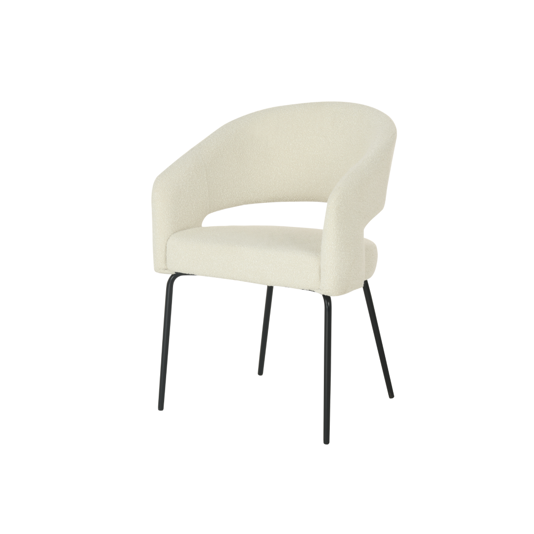 Chaise de salle à manger Aalborg Bouclé beige with black base - 4 chaises pour seulement €33.99 – offre limitée!