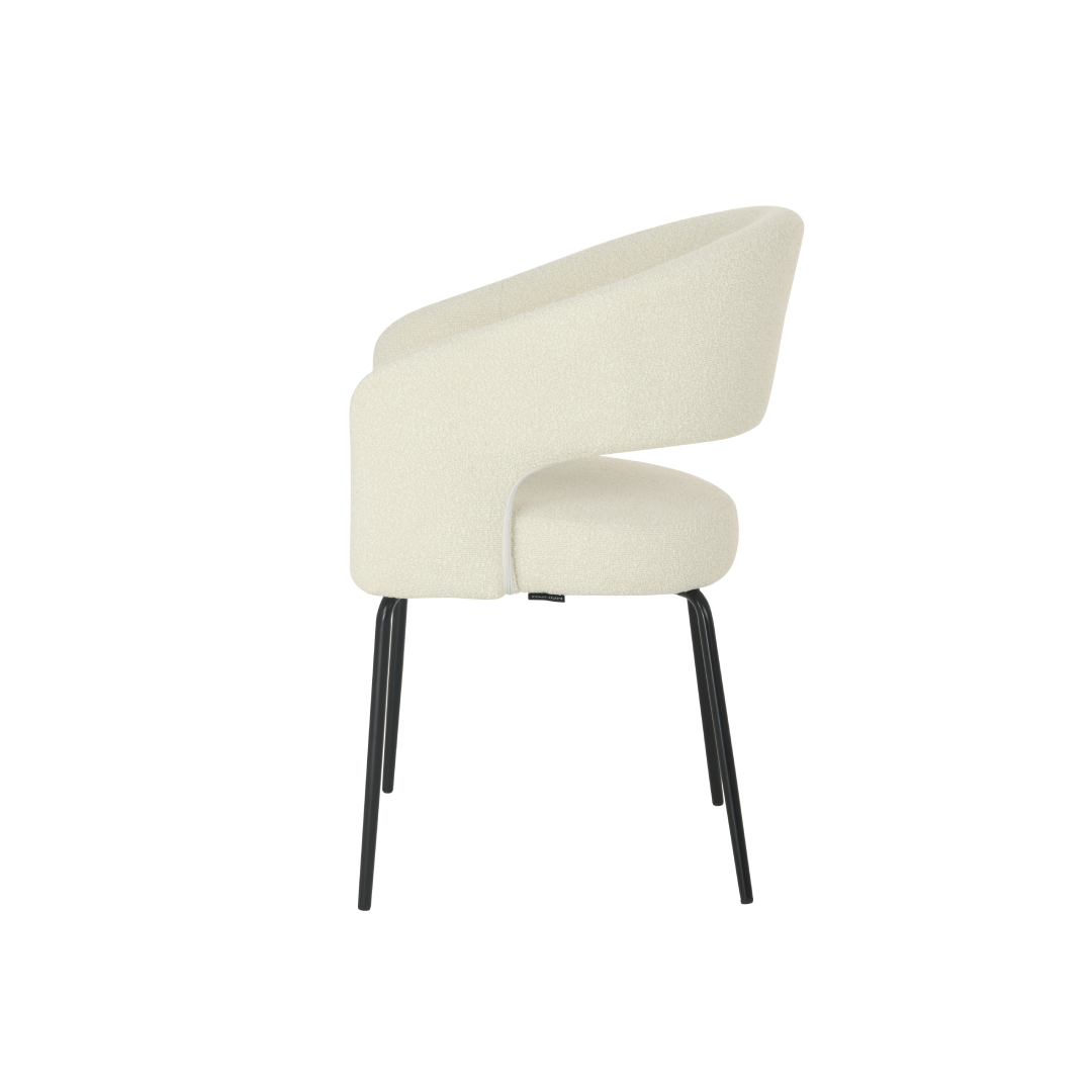 Chaise de salle à manger Aalborg Bouclé beige with black base - 4 chaises pour seulement €33.99 – offre limitée!
