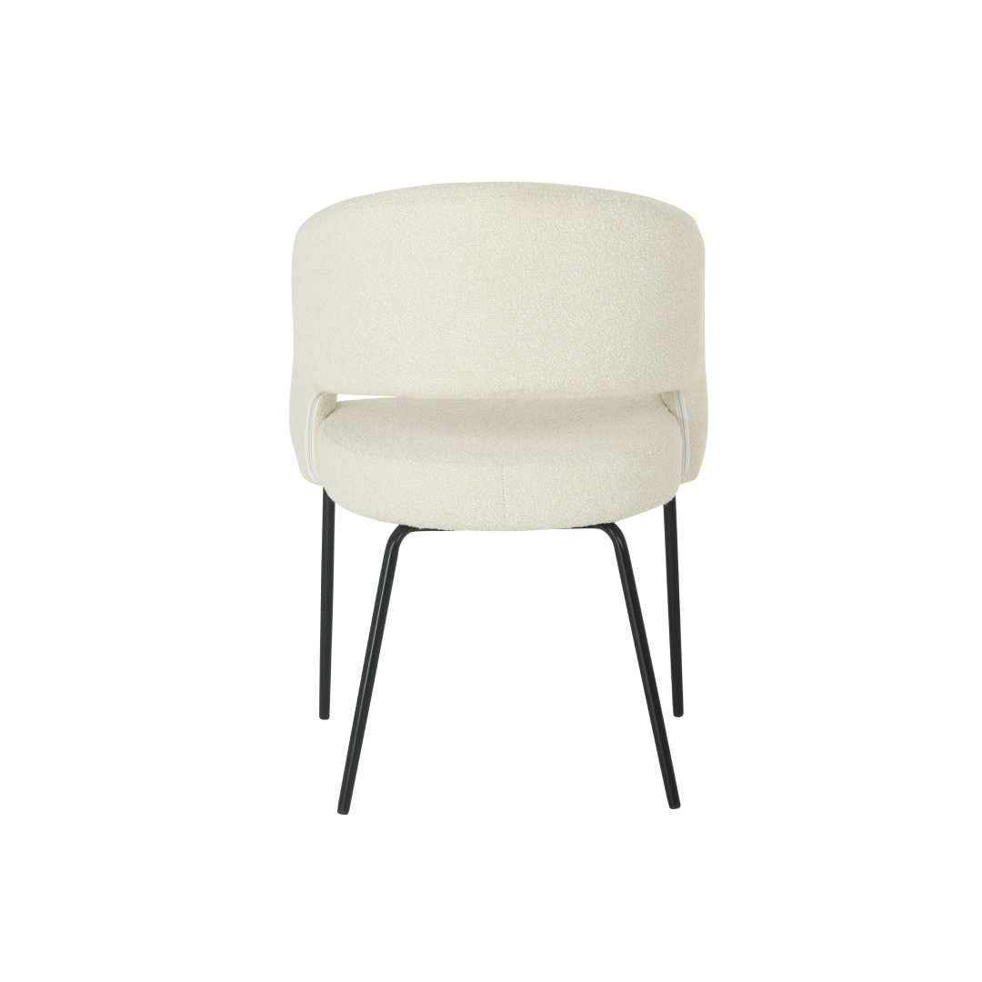 Chaise de salle à manger Aalborg Bouclé beige with black base - 4 chaises pour seulement €33.99 – offre limitée!